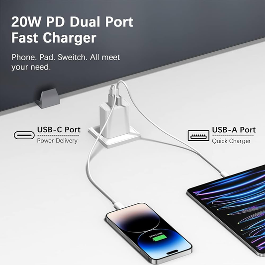 2-in-1 Plug (Type-C + USB) + Type-C to Lightning Cable