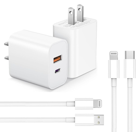 2-in-1 Plug (Type-C + USB) + Type-C to Lightning Cable