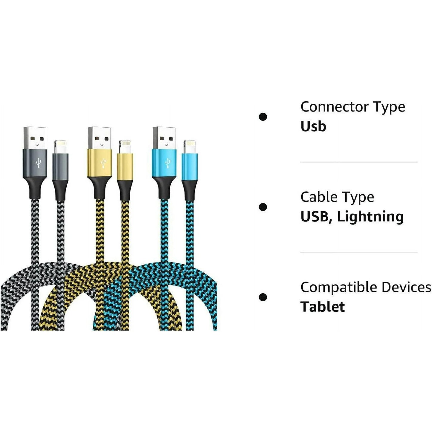 Braided Cable 6ft (Multiple Colors)